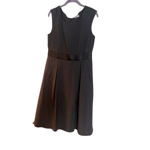 Grey Calvin Klein, black pleather belting, zipper up back, size 12.